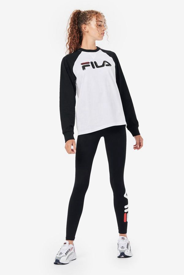 Sudaderas Fila Mujer Blancas / Negras - Romi Raglan Sweater - España 573809EGO